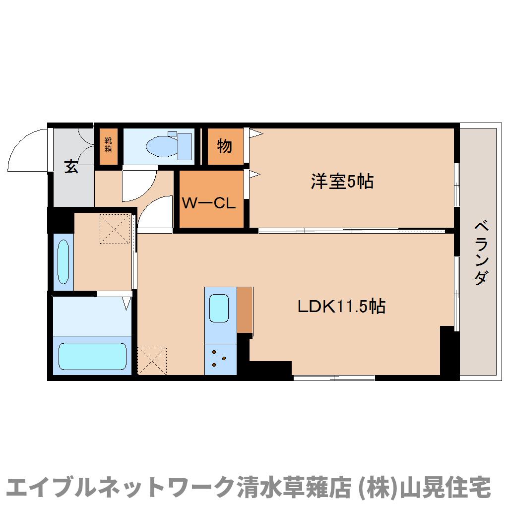 静岡市清水区七ツ新屋のアパートの間取り