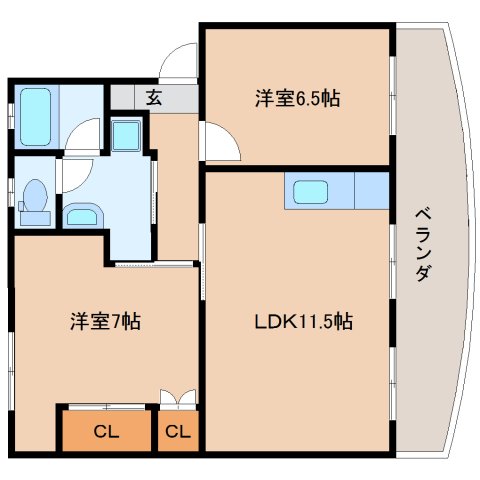 静岡市葵区瀬名川のマンションの間取り