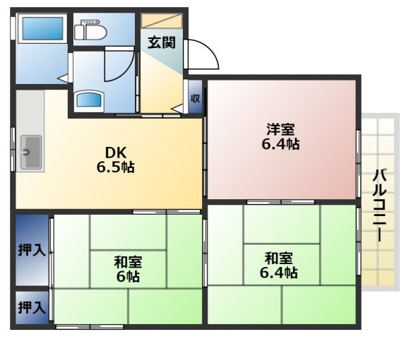 リュネット原　Ｂ棟の間取り