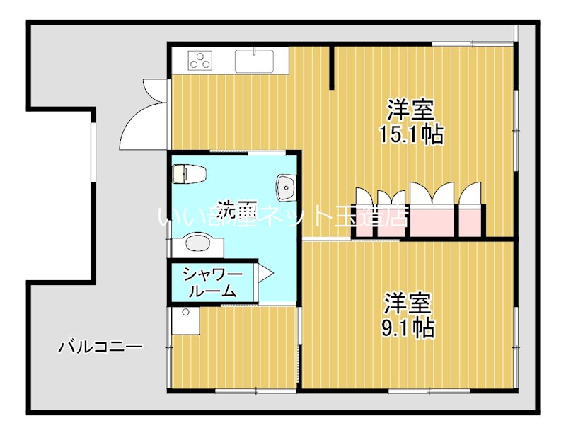 大阪市生野区中川西のマンションの間取り