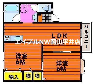 赤磐市河本のアパートの間取り