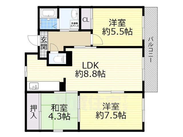 【茨木市平田台のマンションの間取り】