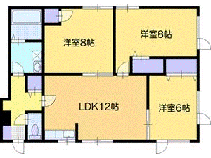 【江別市向ケ丘のアパートの間取り】