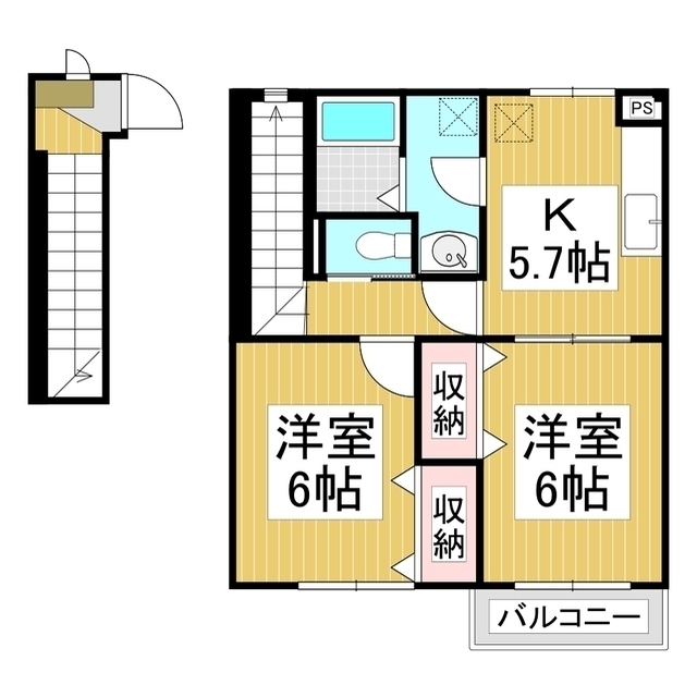 千曲市大字杭瀬下のアパートの間取り