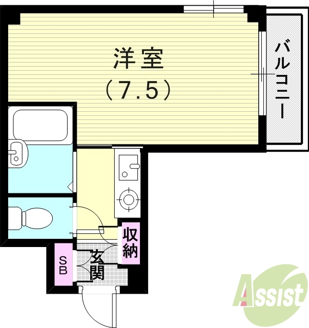 西宮市櫨塚町のマンションの間取り