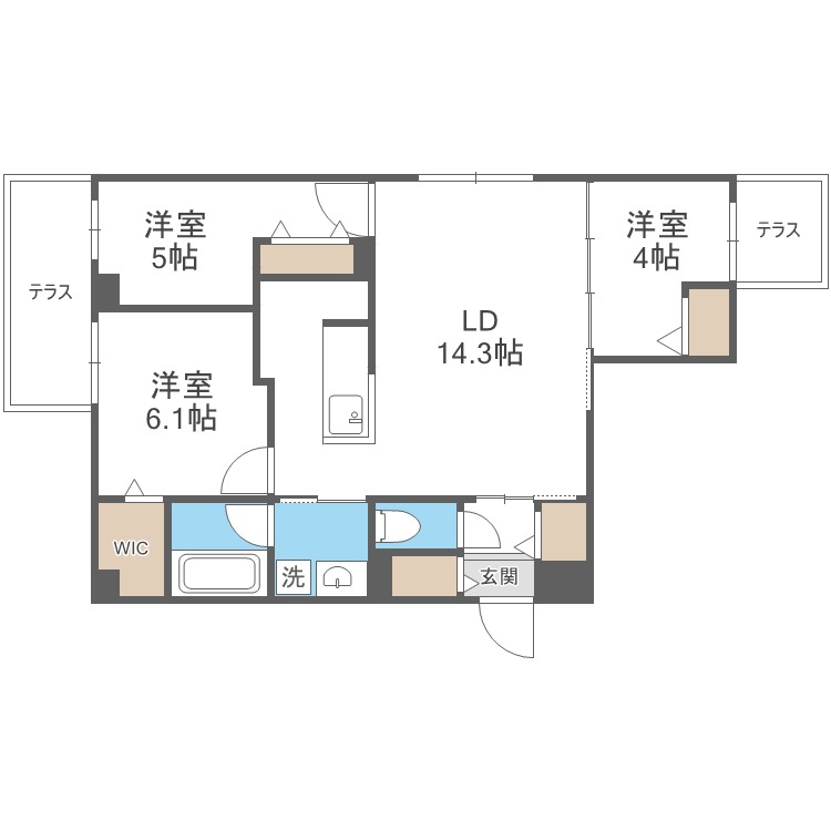 Ｓ－ＲＥＳＩＤＥＮＣＥ東札幌ａｚｕｒｅの間取り