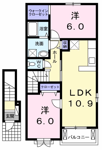 土佐市蓮池のアパートの間取り