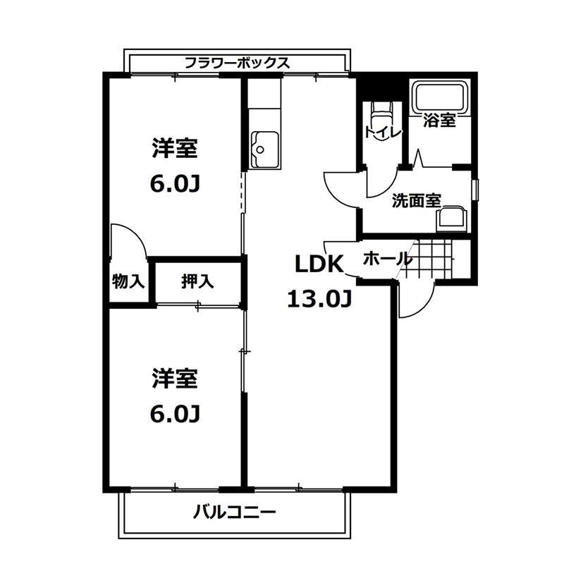 コーポシャルマンＢ棟の間取り