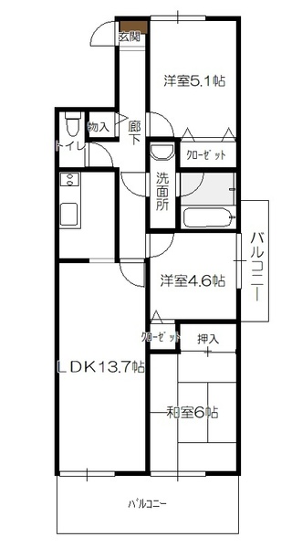 藤和廿日市住吉ハイタウンの間取り