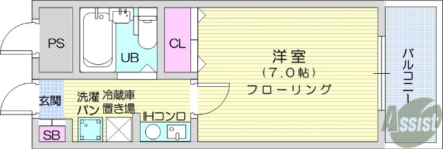 仙台市青葉区小松島のマンションの間取り