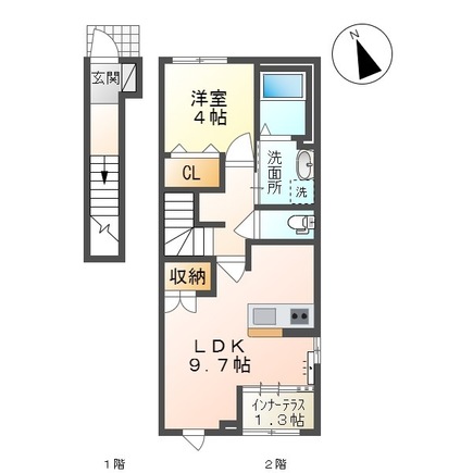 山形市大字松原のアパートの間取り