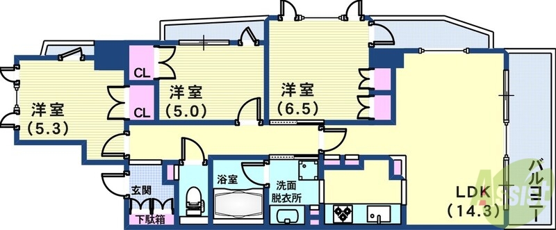 アーバネックス三宮磯辺通の間取り