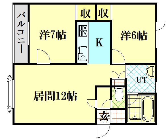 旭川市旭神一条のアパートの間取り