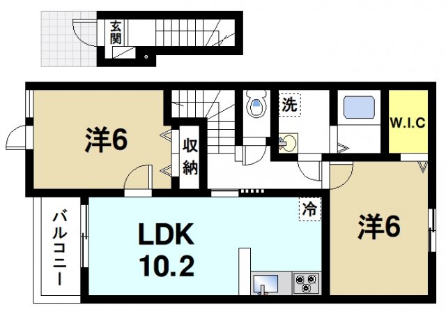 奈良市秋篠町のアパートの間取り