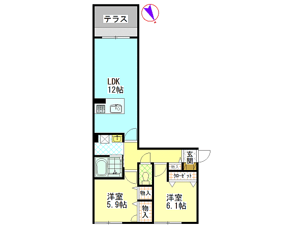 広島市安佐南区川内のアパートの間取り