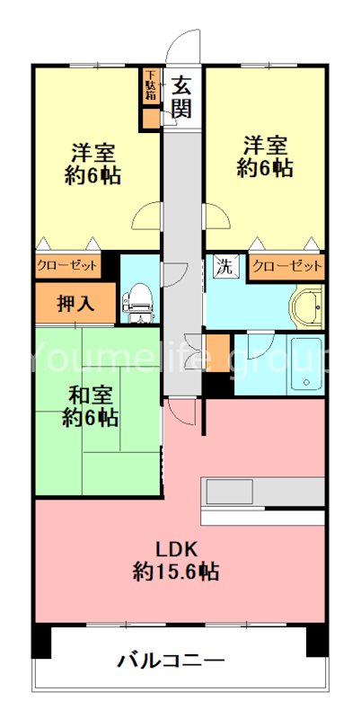 厚木市東町のマンションの間取り