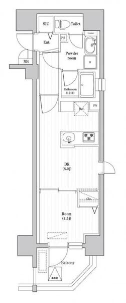 渋谷区千駄ヶ谷のマンションの間取り