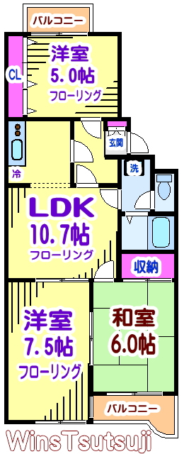 調布市仙川町のマンションの間取り