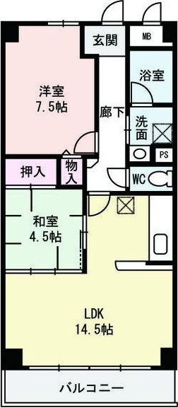 吹田市穂波町のマンションの間取り