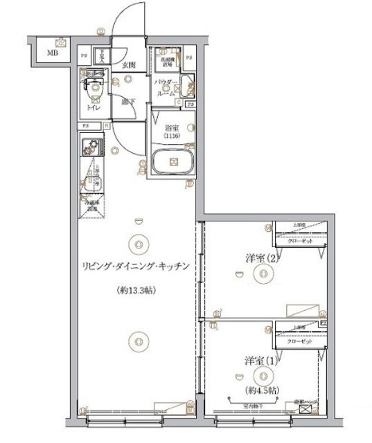 豊島区北大塚のマンションの間取り