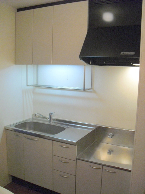 キッチン　上下の収納も豊富なガス２口設置可キッチン