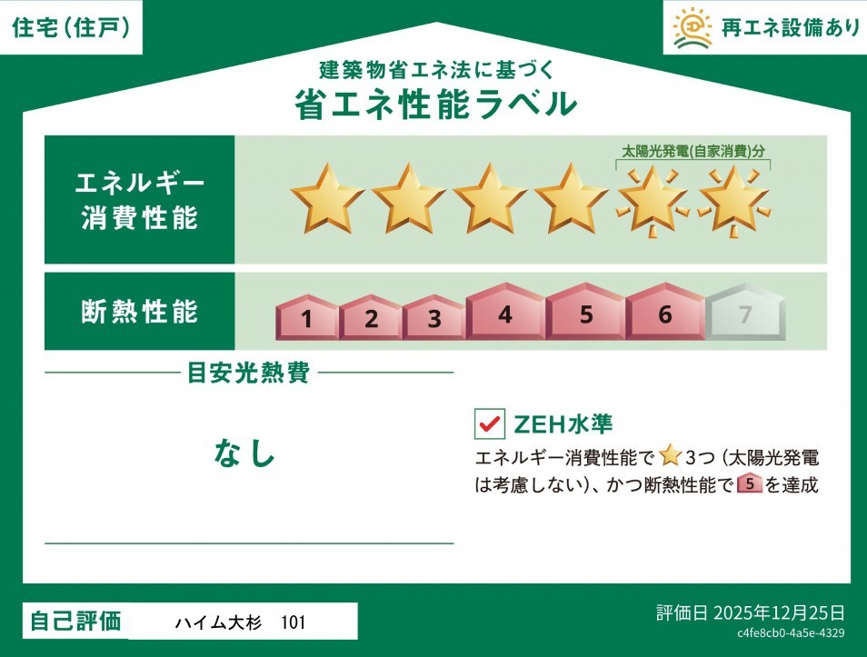 省エネ性能ラベル　★住戸ラベル★