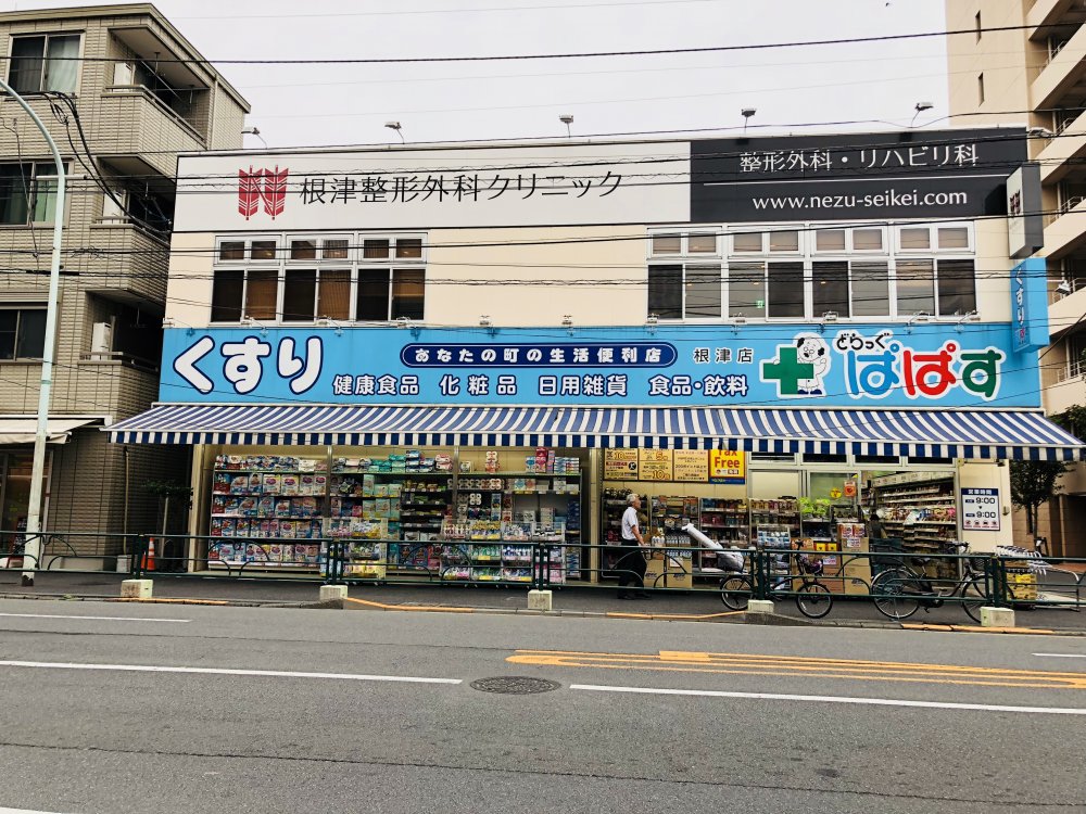 ドラックストア　どらっくぱぱす 根津店（ドラッグストア）まで668m