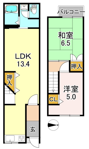 地下鉄谷町線 喜連瓜破駅 徒歩9分 2階建 築55年の間取り写真