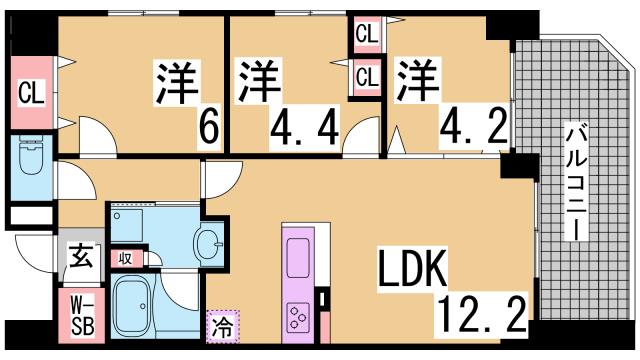 ＪＲ東海道本線 神戸駅 徒歩9分 13階建 築15年の間取り写真
