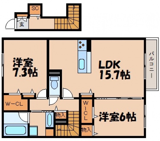 【安芸郡府中町八幡のアパートの間取り】