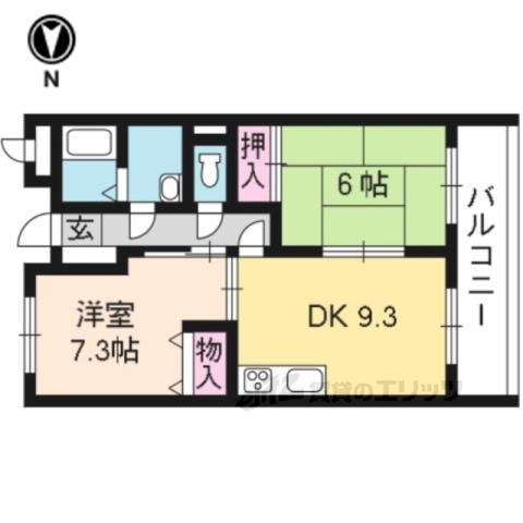 宇治市五ケ庄のマンションの間取り