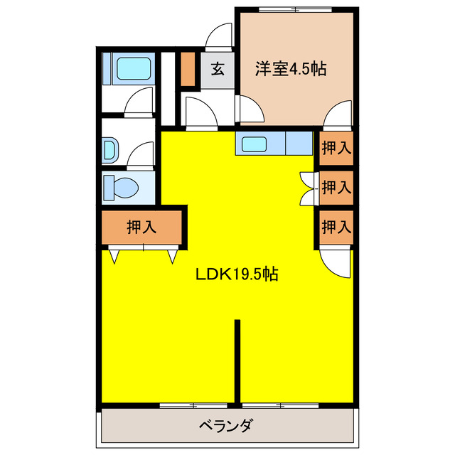 山県市高富のマンションの間取り