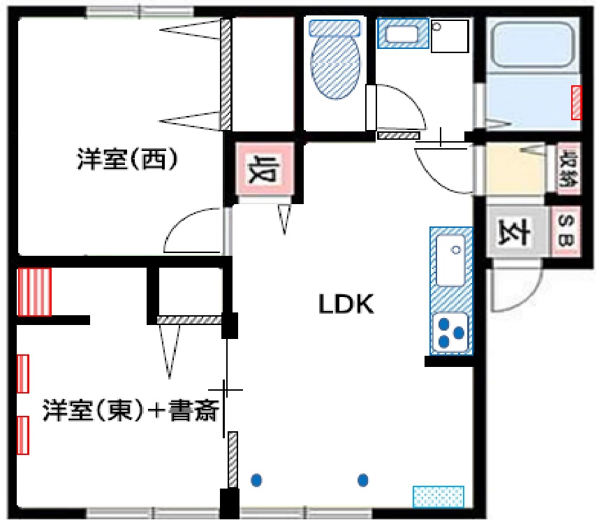 サニーハイツ新町Ｂ棟の間取り