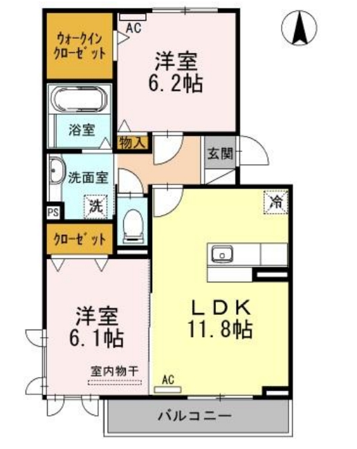 【名古屋市緑区梅里のアパートの間取り】