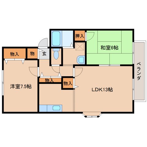 磯城郡田原本町大字秦庄のアパートの間取り