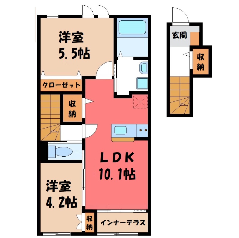 小山市城西のアパートの間取り