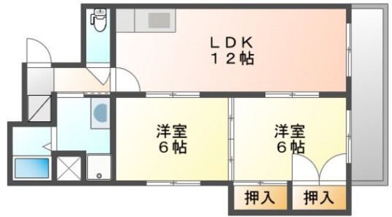 岡山市北区弓之町のマンションの間取り