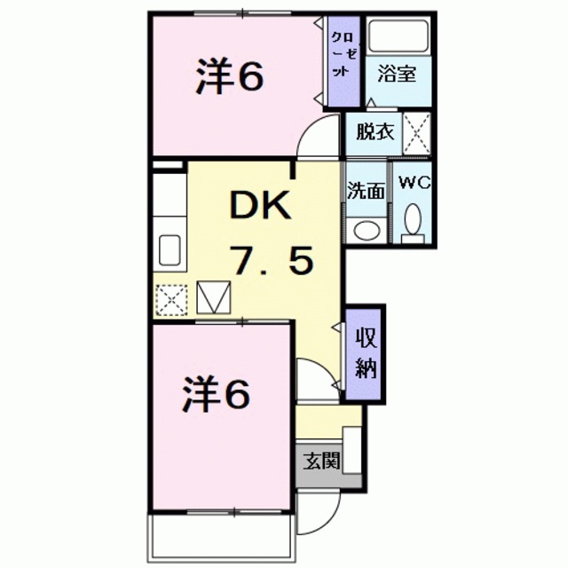 【京都市右京区太秦門田町のアパートの間取り】