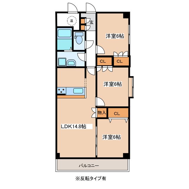 松本市渚のマンションの間取り