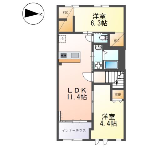 足柄上郡大井町上大井のアパートの間取り