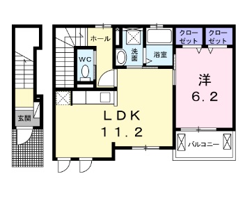 新居浜市東雲町のアパートの間取り