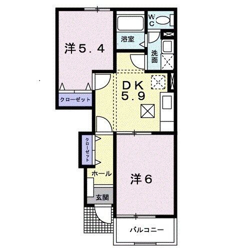 長岡市川崎のアパートの間取り