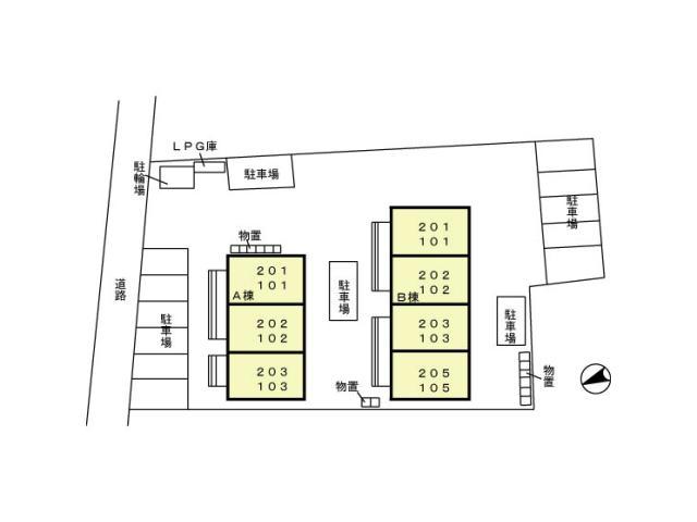 【喜多方市字慶徳道下のアパートの駐車場】