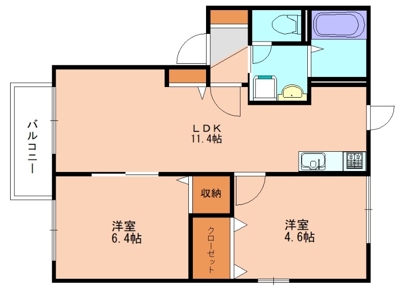 古賀市青柳町のアパートの間取り