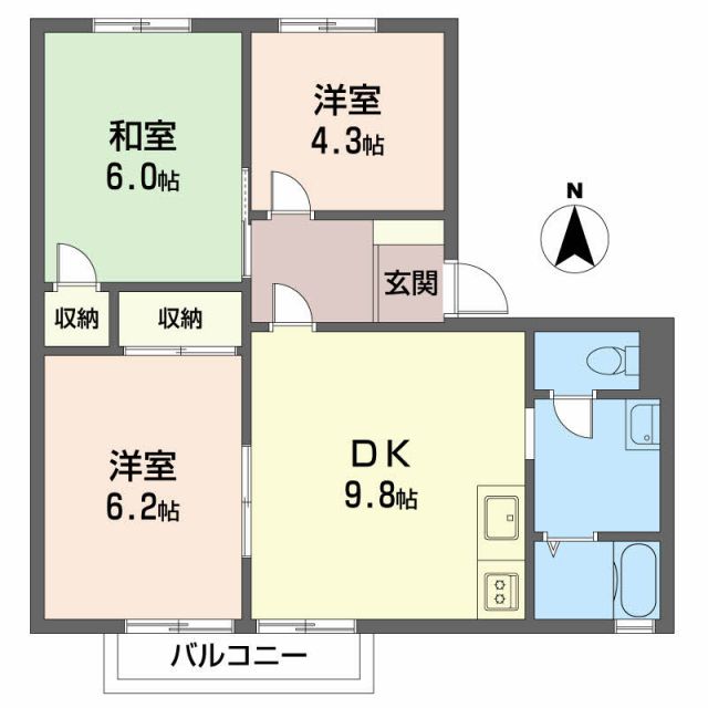 【松山市別府町のアパートの間取り】