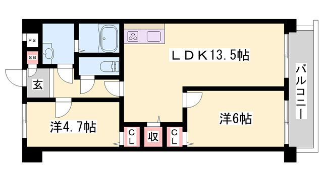 明石市宮の上のマンションの間取り