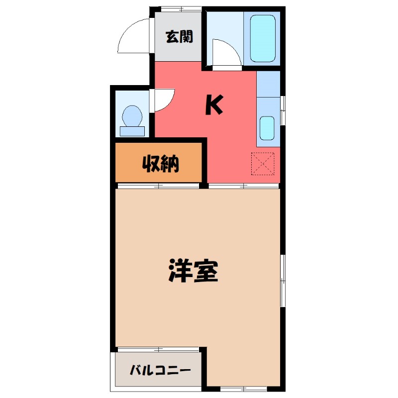 宇都宮市西一の沢町のアパートの間取り