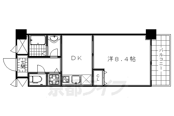 京都市南区東九条明田町のマンションの間取り