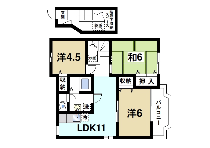 大和郡山市矢田町のアパートの間取り