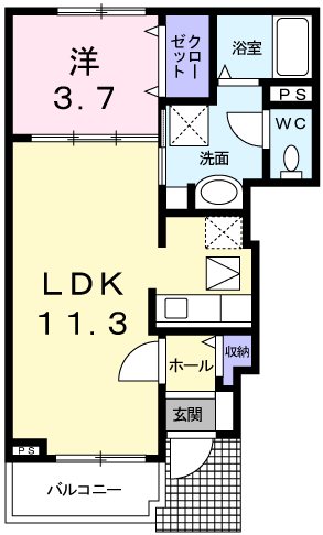 【姫路市北平野のアパートの間取り】